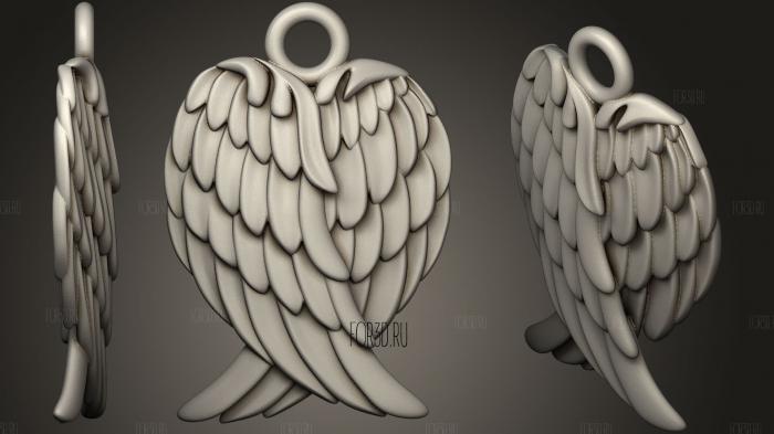 Angel wings pendant stl model for CNC